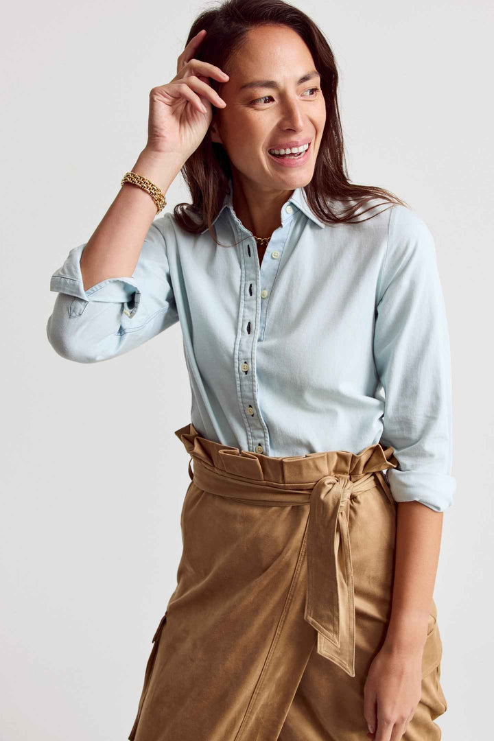 The Crepe Shirt Denim By The Shirt - Moxiebainbridge