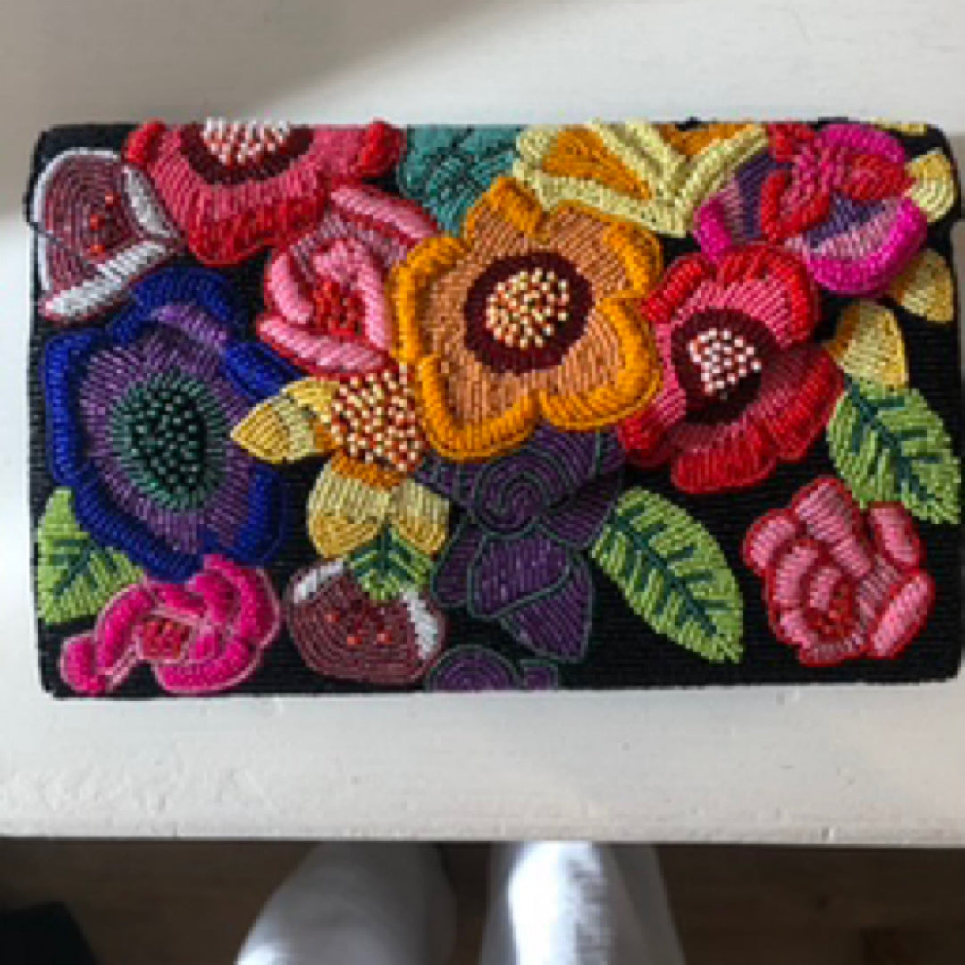 Floral Beaded Clutch By Ricki Designs - Moxiebainbridge