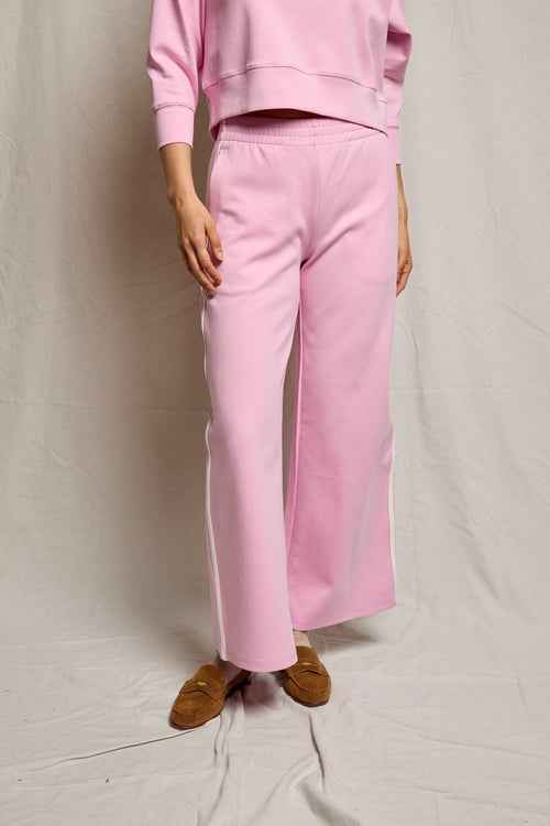 The Mikos Travel Wide Leg Pant With White Stripe Sugar Pink By PerfectWhiteTee - Moxiebainbridge