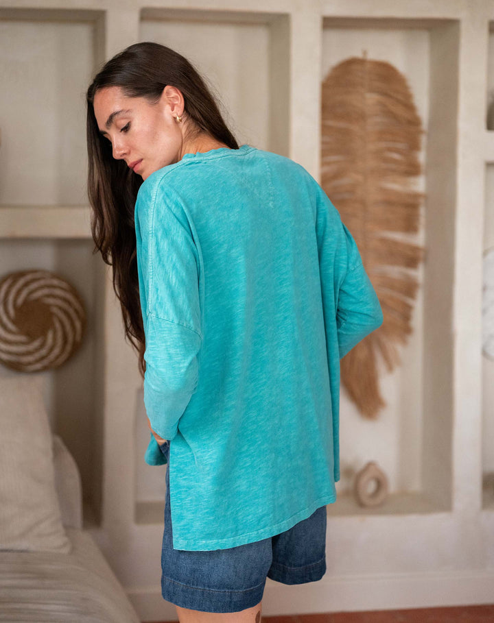 Catalina Sunwashed Tee Pacific Green Petite One Size By Mersea - Moxiebainbridge