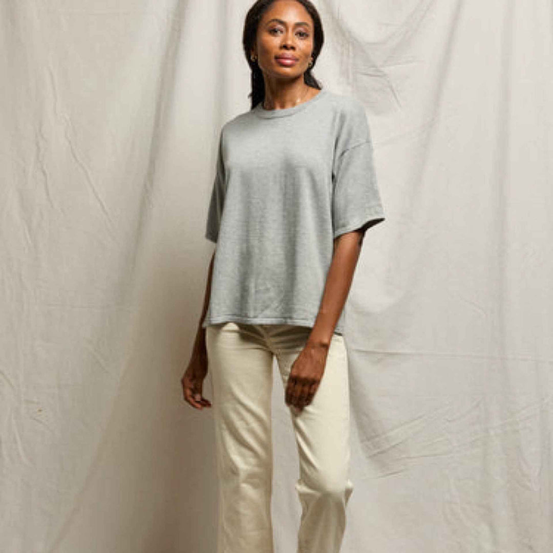 The Yvonne Cotton Over Sized Sweater Tee By Perfect White Tee - Moxiebainbridge