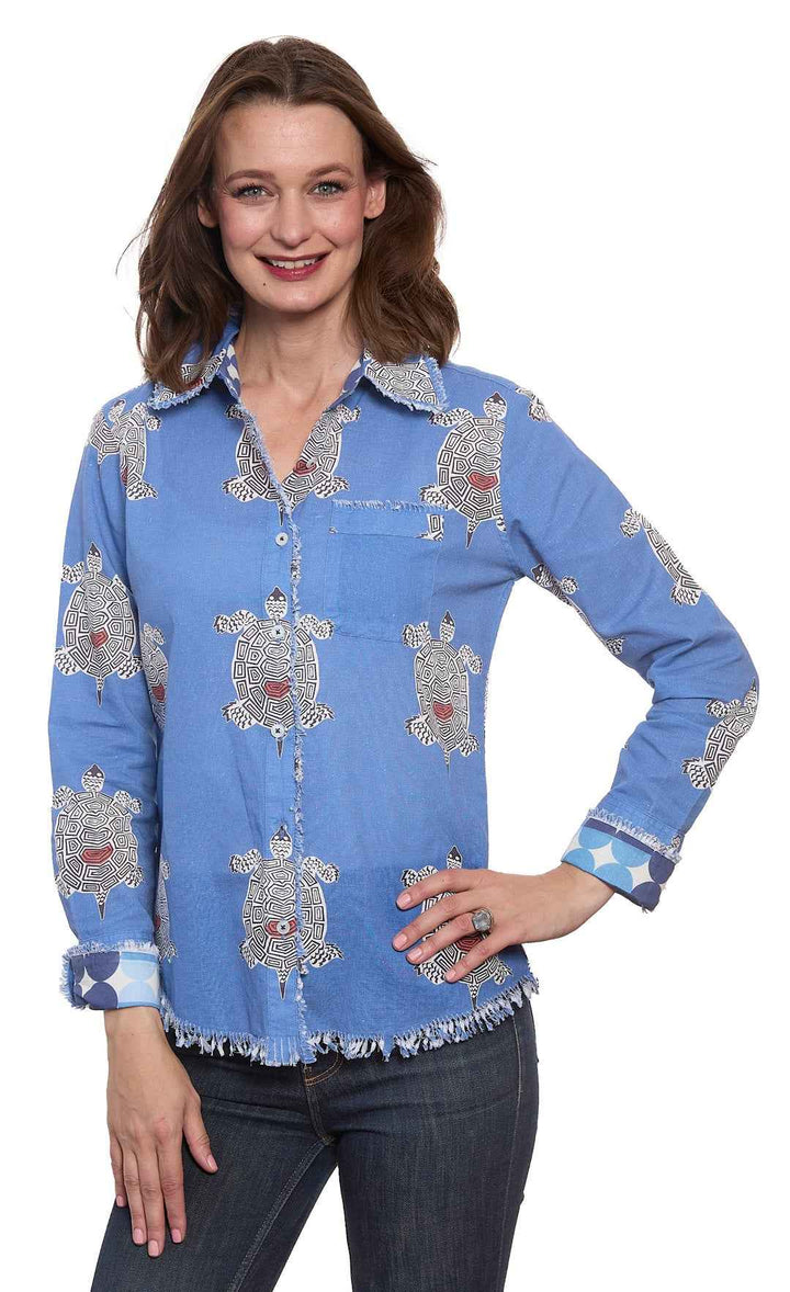 Cape Cod Blouse Turtle Print By Dizzy Lizzie - Moxiebainbridge