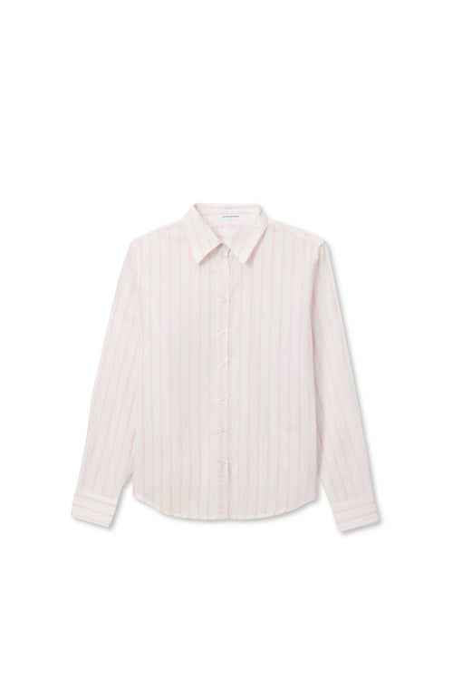 The Gisele Button Up Top Pink Stripe By PerfectWhiteTee - Moxiebainbridge