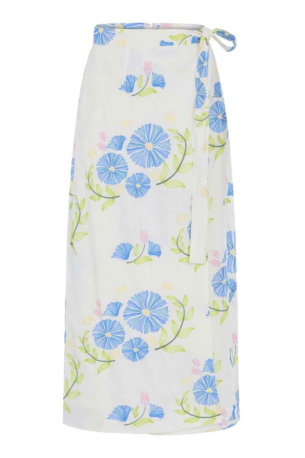 Leigh Wrap Skirt Flora Embroidery By Olivia - Moxiebainbridge