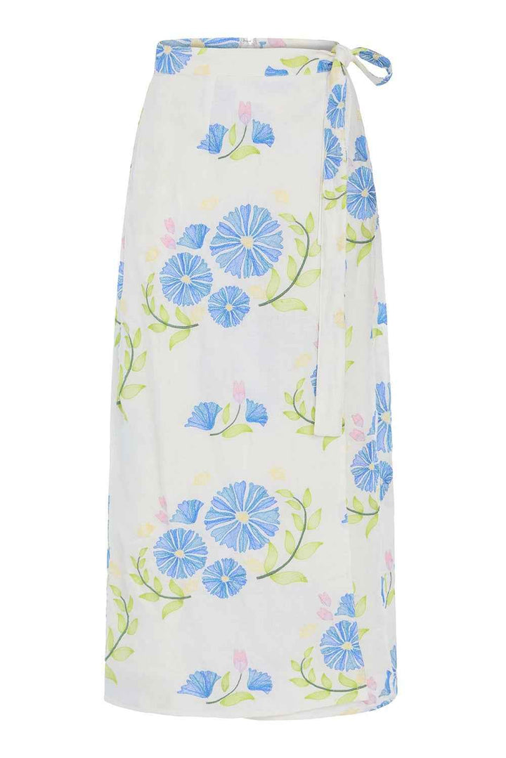 Leigh Wrap Skirt Flora Embroidery By Olivia - Moxiebainbridge