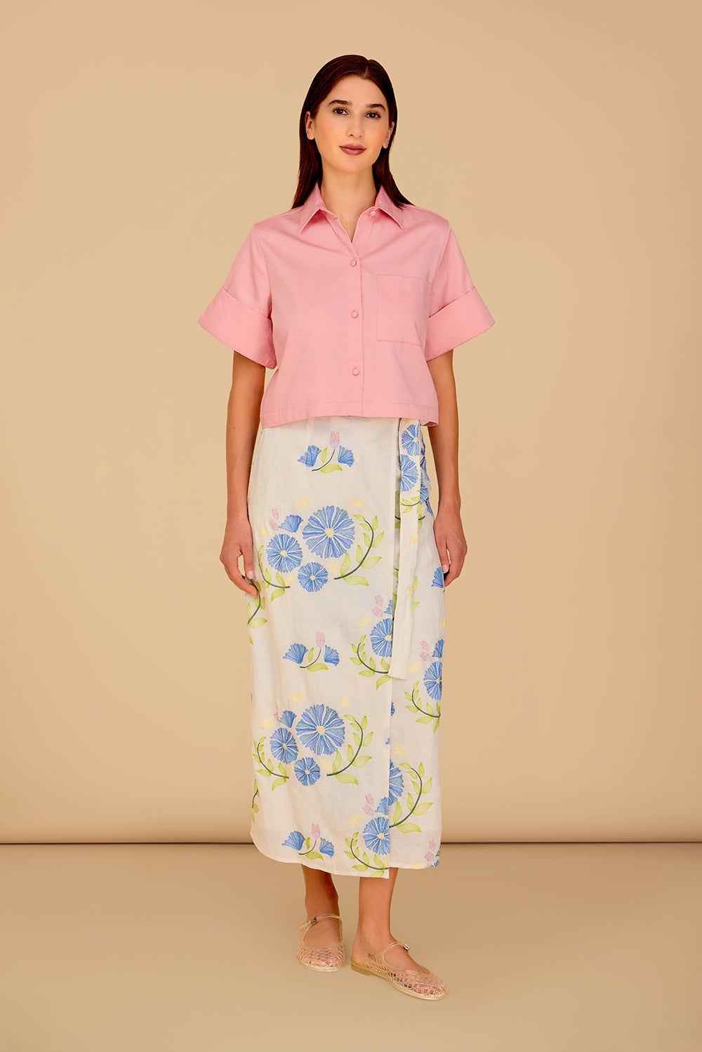 Leigh Wrap Skirt Flora Embroidery By Olivia - Moxiebainbridge