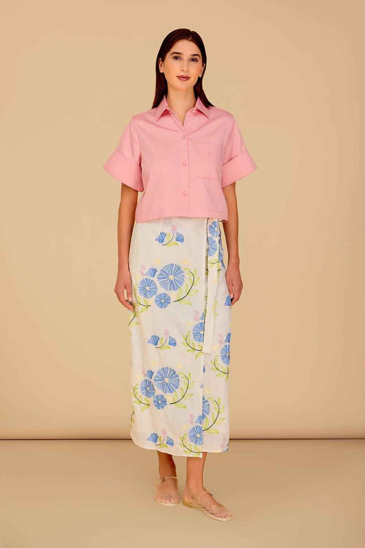 Leigh Wrap Skirt Flora Embroidery By Olivia - Moxiebainbridge