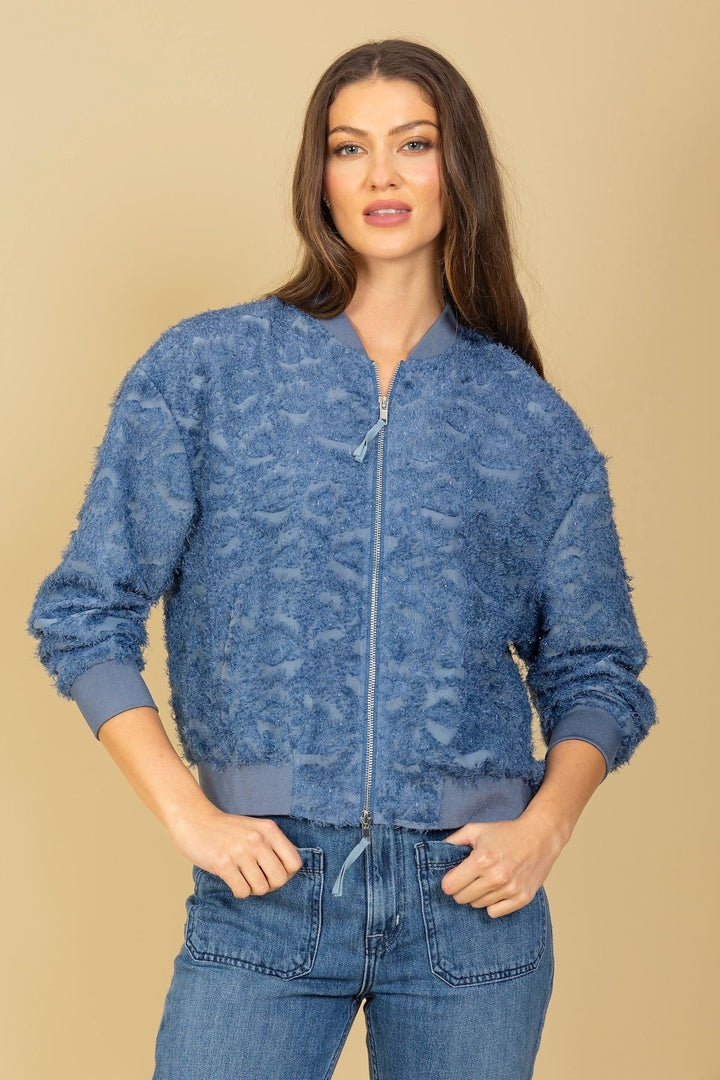 Textured Bomber Jacket By Jessie Liu - Moxiebainbridge