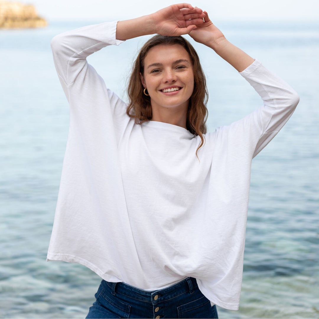 Catalina Slub Tee One Size Petite White By Mersea - Moxiebainbridge