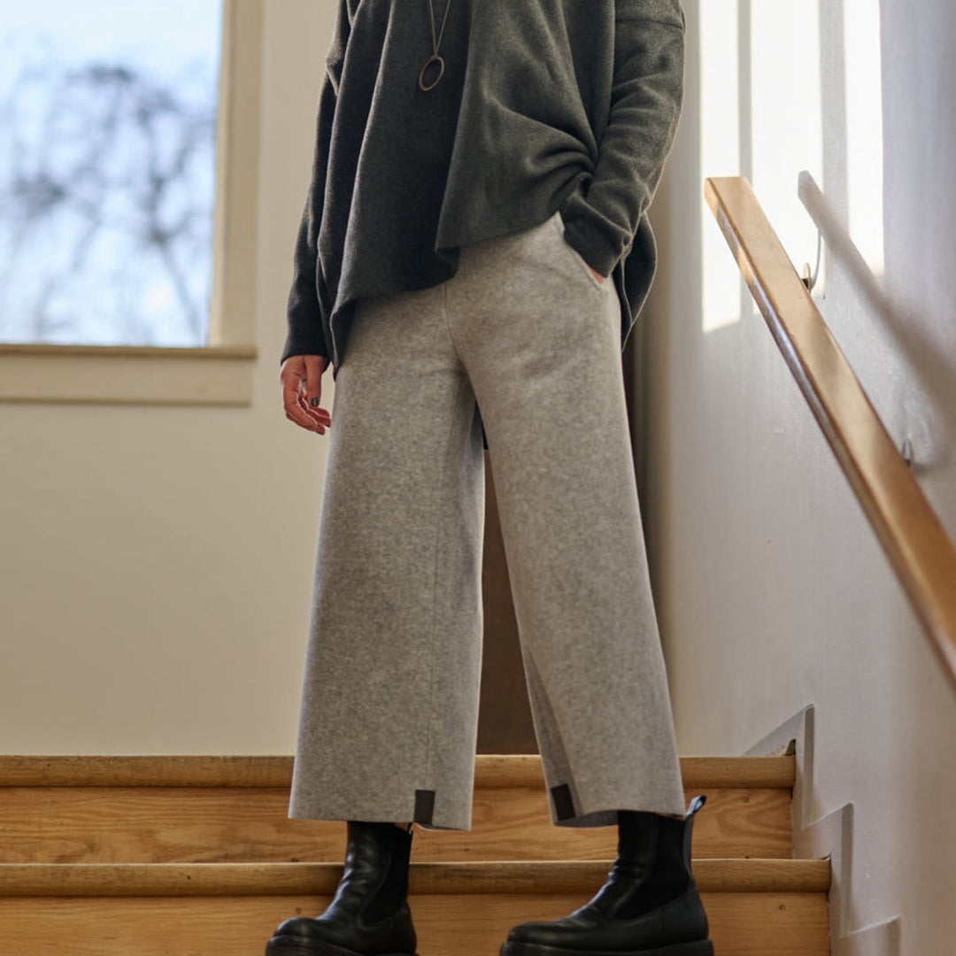Flare Trousers Grey By Henrietta Steffensen - Moxiebainbridge