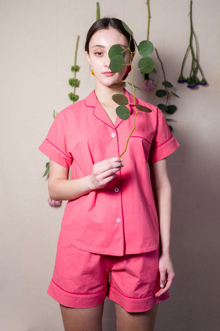 Hot Pink Snoozer Pajama Set By Denise Rae - Moxiebainbridge