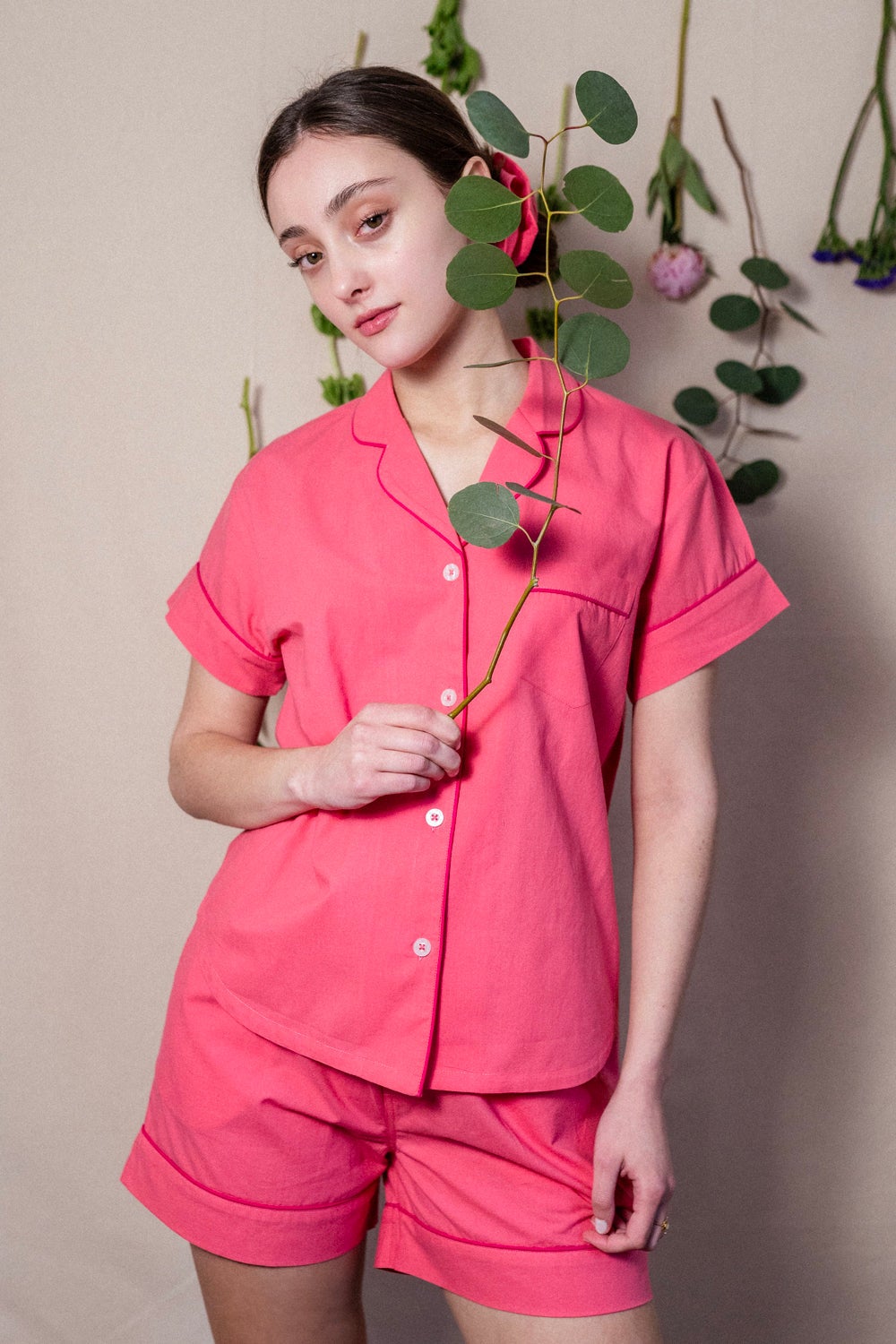 Hot Pink Snoozer Pajama Set By Denise Rae - Moxiebainbridge