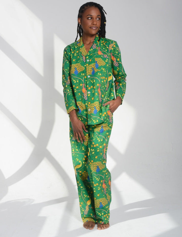 Fearless Peacock Pajama Set By Denise Rae - Moxiebainbridge