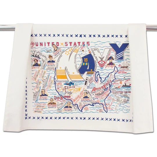 Navy Dish Towel By Catstudio
