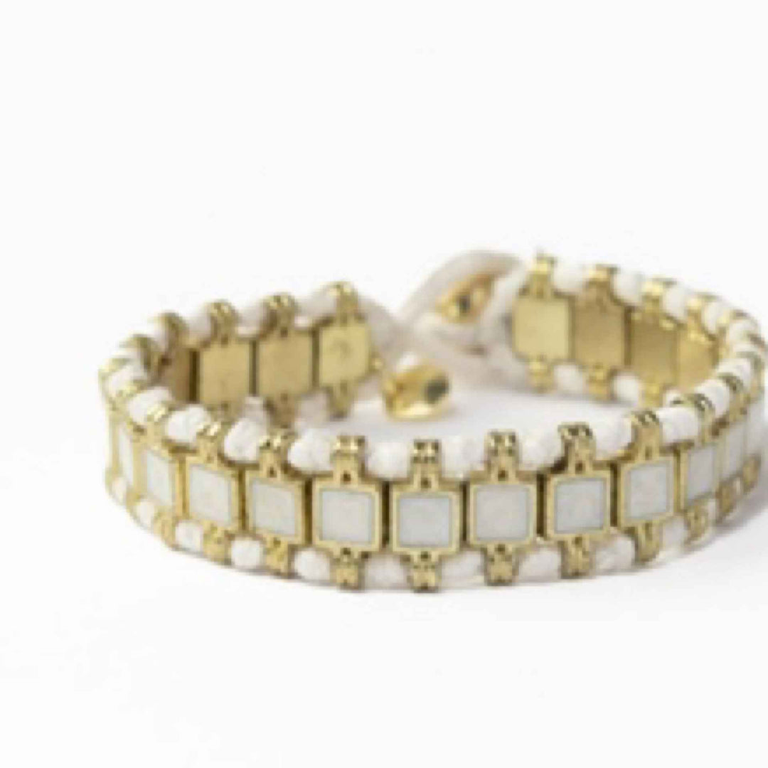 Ink +Alloy Josie Enamel Bracelet Small With Loop Latch White