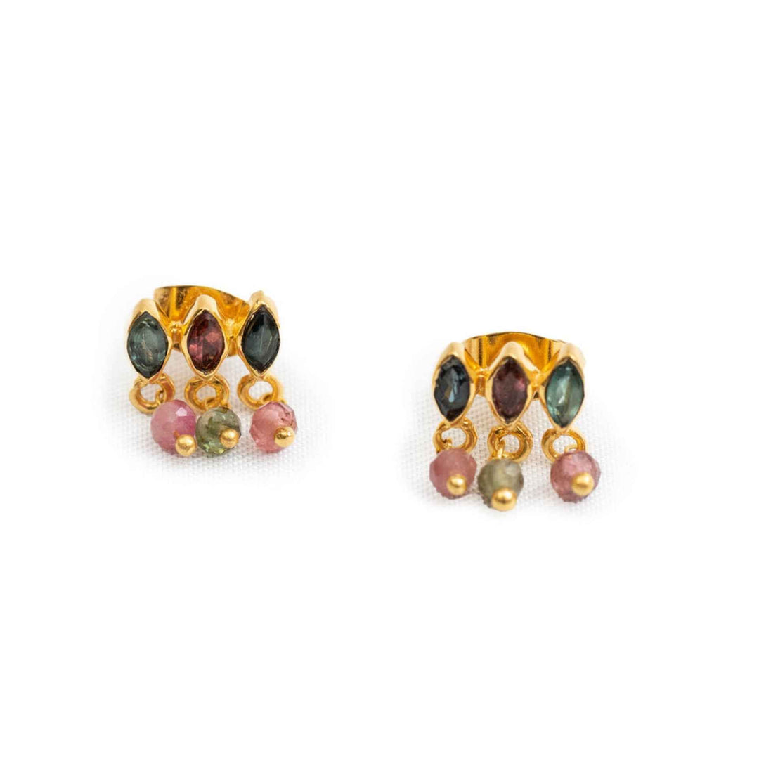 Tourmaline Faceted Bead Stud Earring By SugarBoo