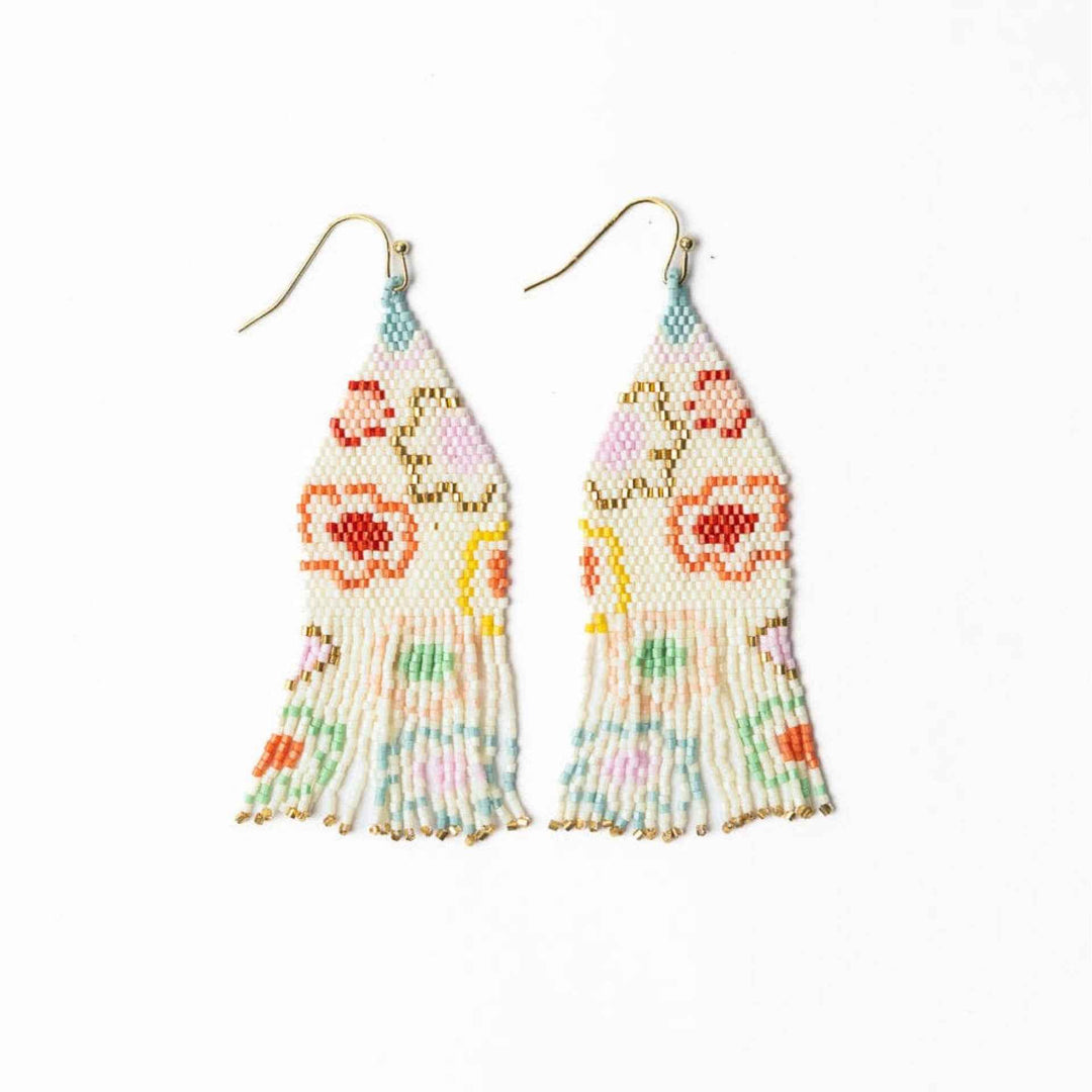 Delilah Poppies  Beaded Fringe Earrings  Multi By Ink And Alloy