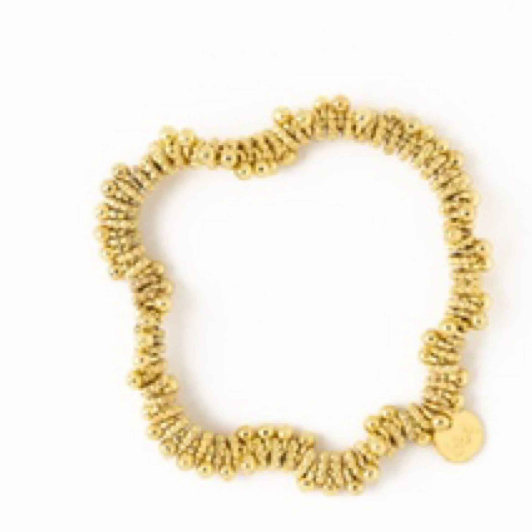 Ink + Alloy Kate Gold Stretch Bracelet With Round and Crystal Shaped Beads
