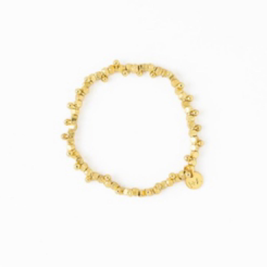 Ink + Alloy Kate Gold Stretch Bracelet Round and Flat Beads