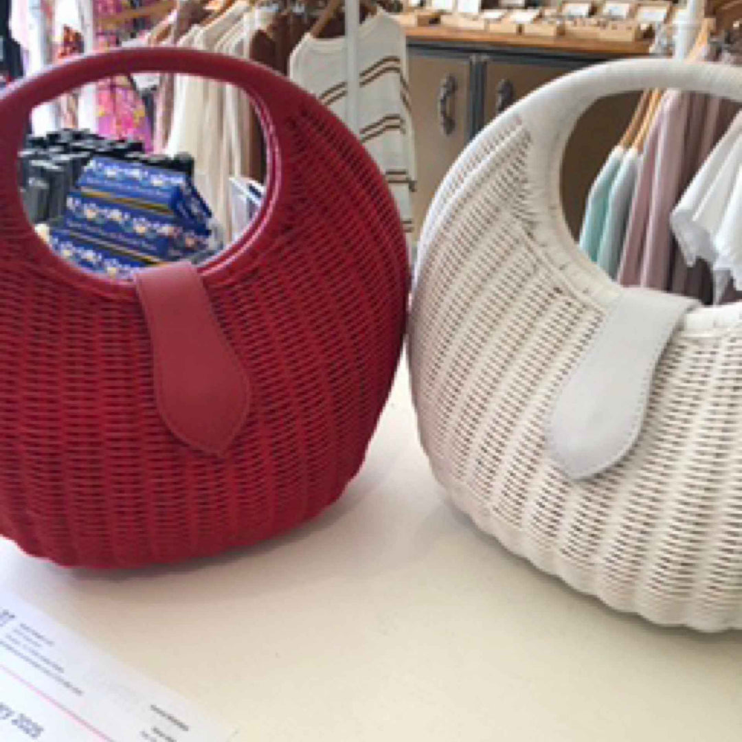 Wicker Purse With Handle White Or Red by Sarah Stewart