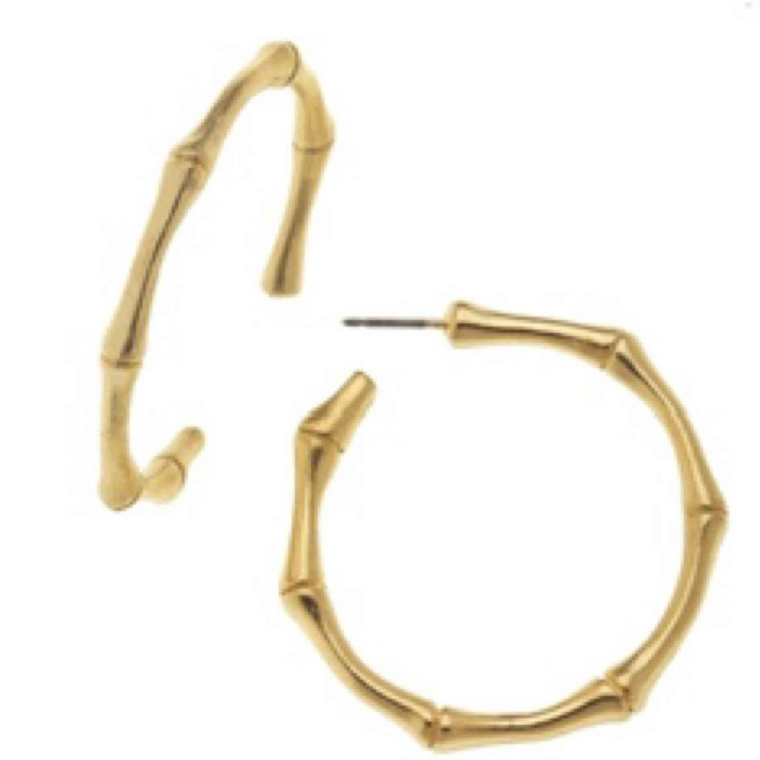 Gold Bamboo Hoop Earrings