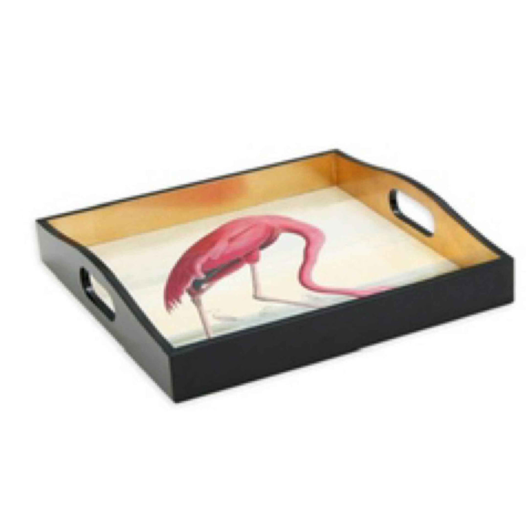 Audubon Birds Flamingo Tray 14”L x 14”W x 1.75"H