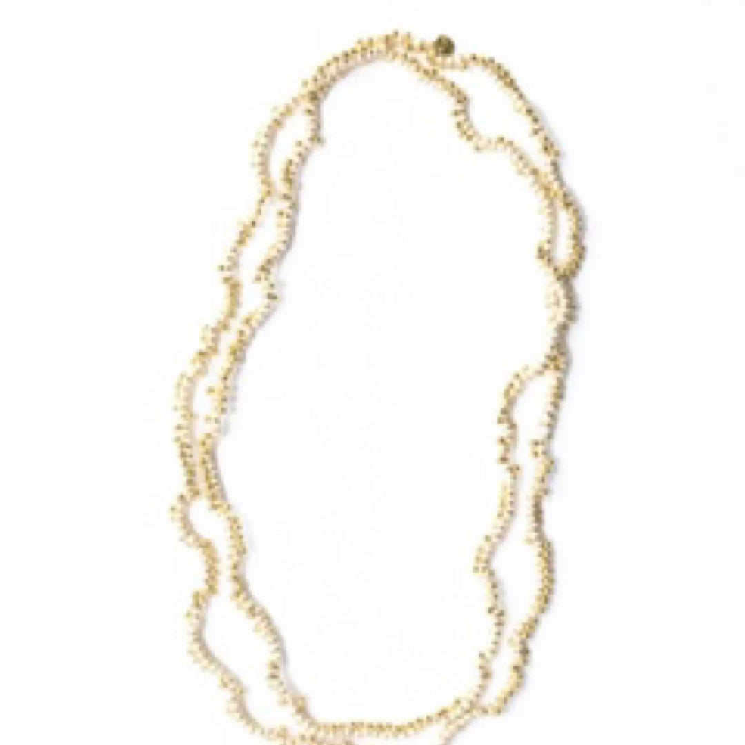 Ink+Alloy Rosemary Thread With Brass Extra Long Necklace White