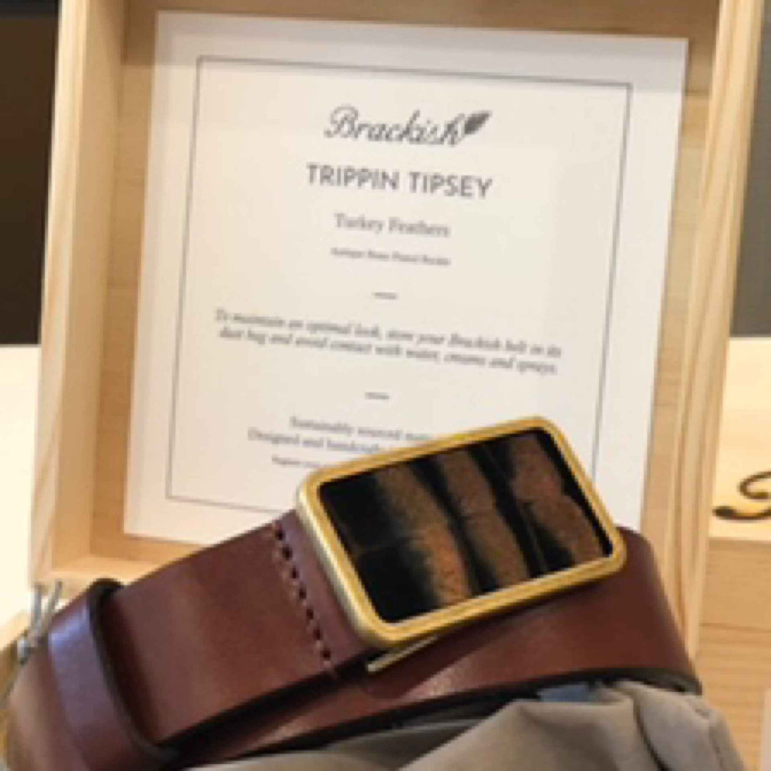 Trippin Tipsey Belt Brown Turkey Feathers By Brackish