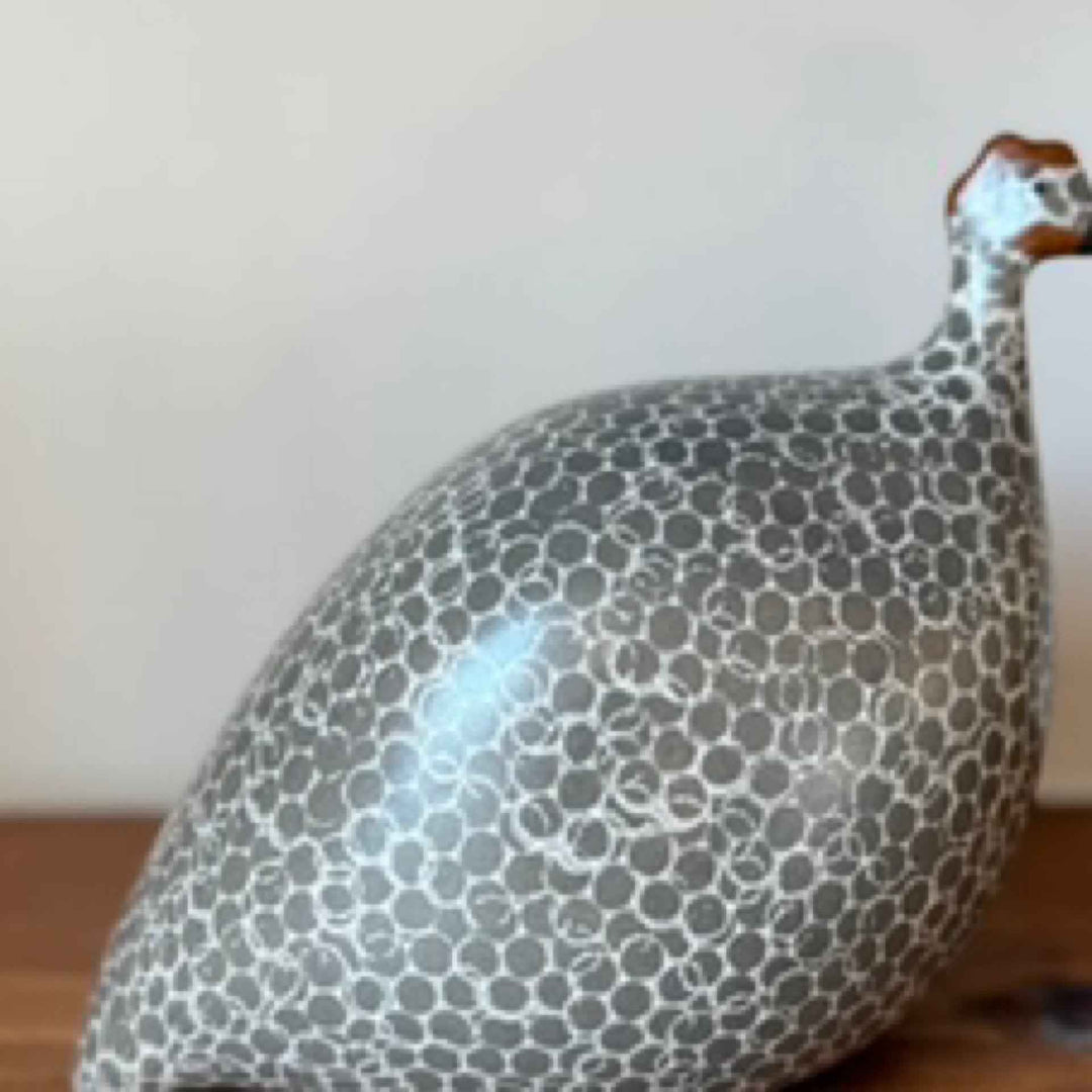 Guinea Fowl Gray Speckled White Medium By Les Ceramiques de Lussan