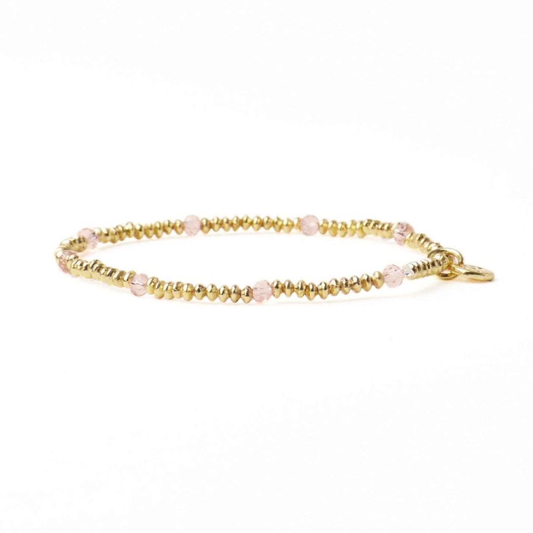 Ashley Small Gold Brass And Crystal Stretch Bracelet Blush By Ink And Alloy