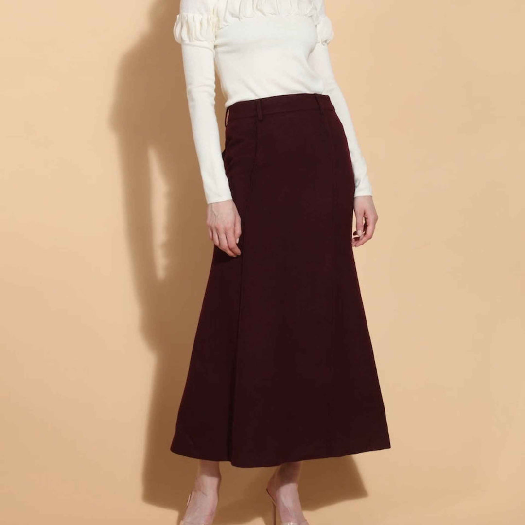 Wool Midi  Trumpet Skirt By Jessie Lui