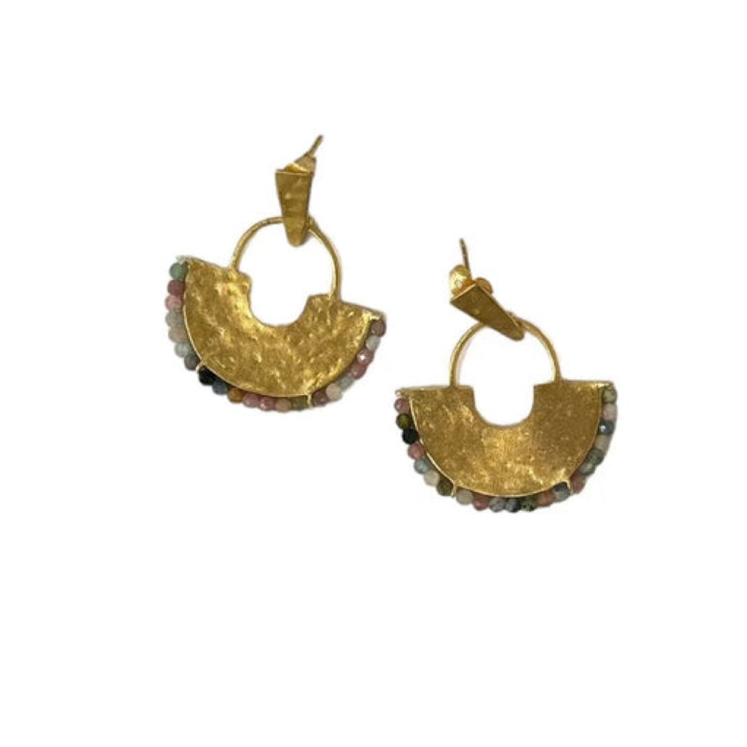 Hammered Tourmaline Plated Earrings By SugarBoo