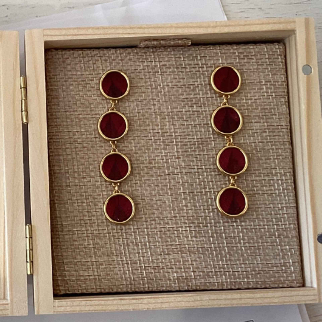 Willow Round Drop Bezel Peacock Earring By Brackish
