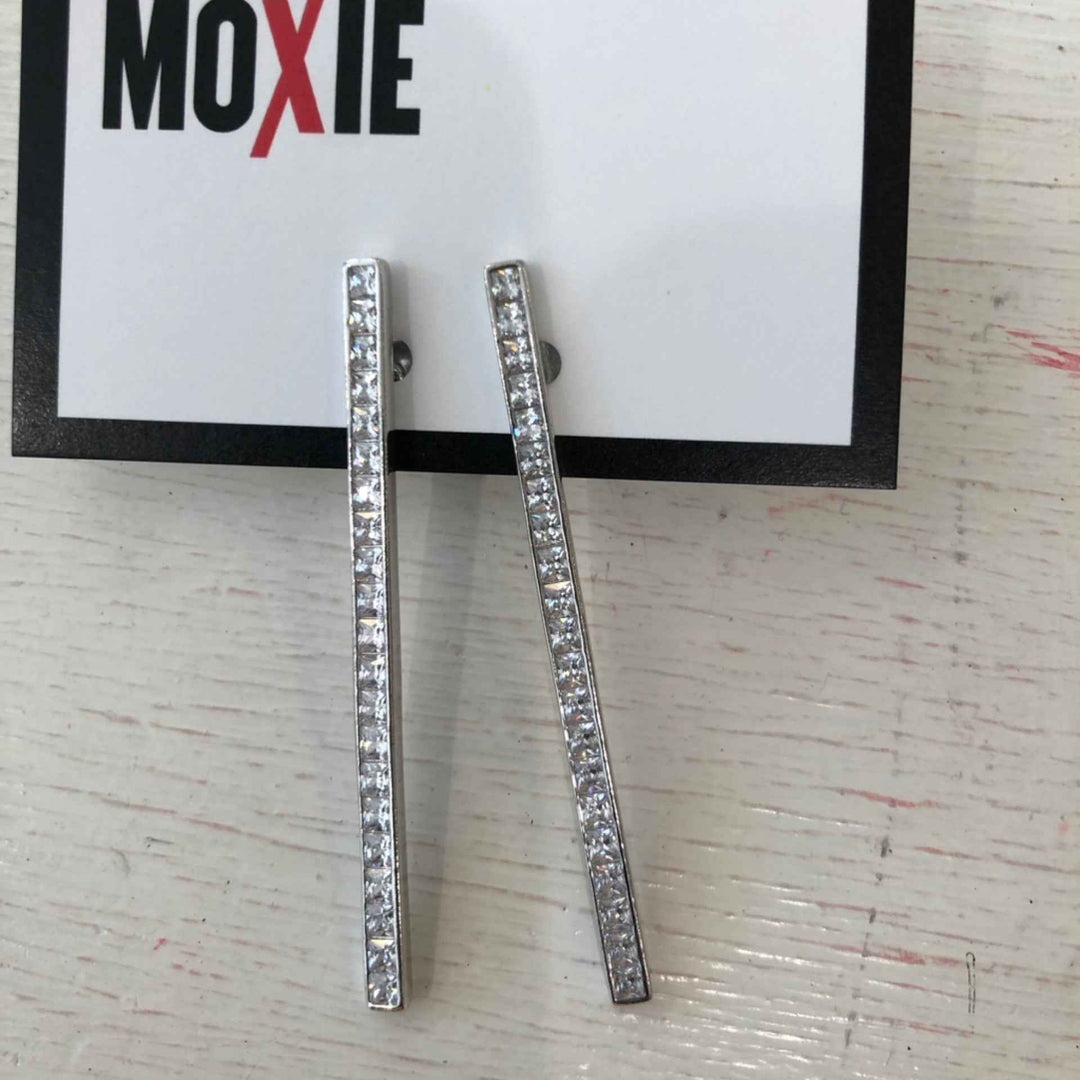 Silver  CZ Stick Post Earring By Be-Je