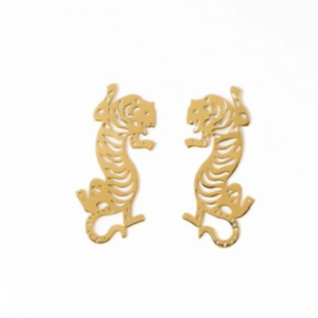 Ink + Alloy Bianca Tiger Drop Earring Brass