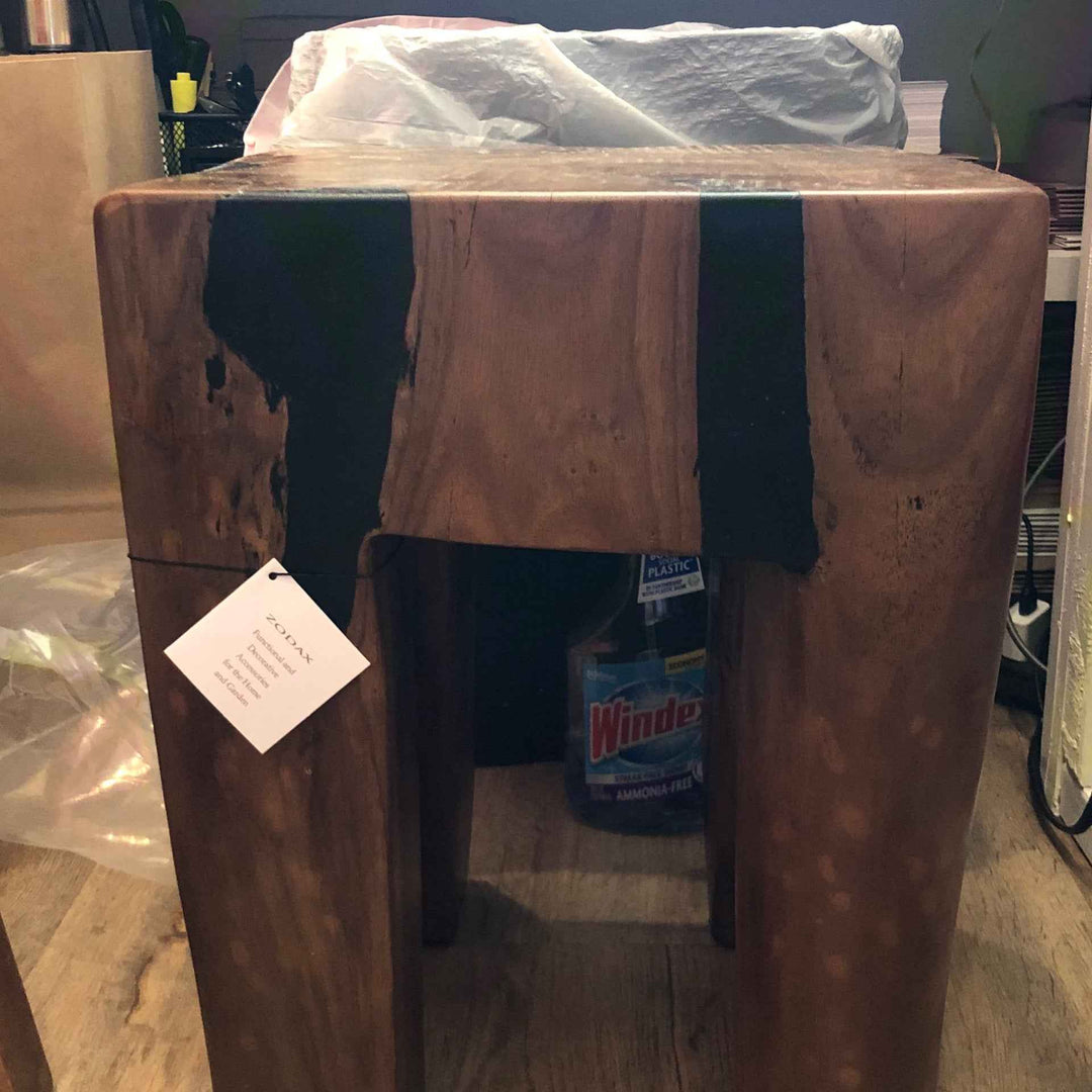Wood square stool. 4 leg