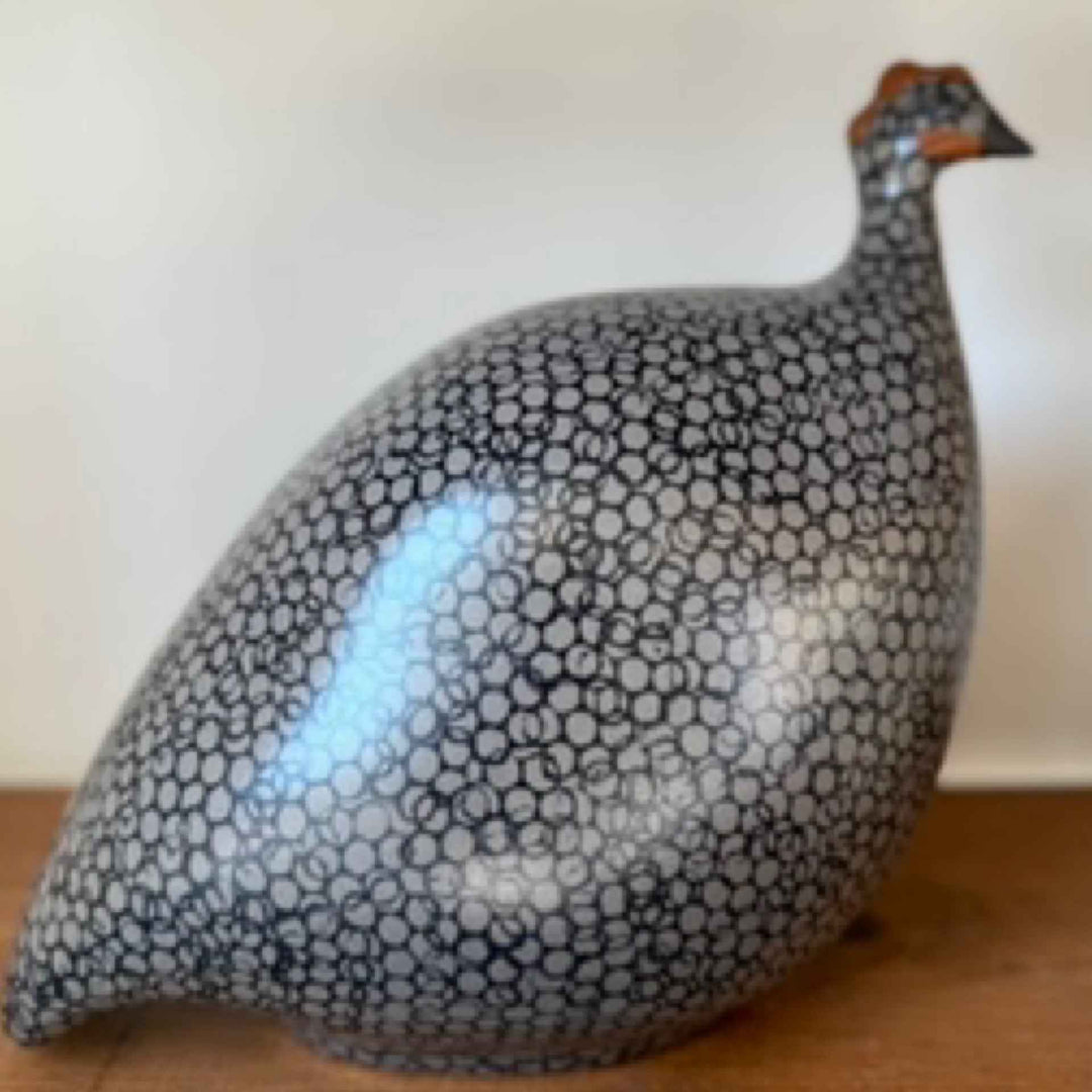 Guinea Fowl Gray Speckled Black Medium By Les Ceramiques de Lussan