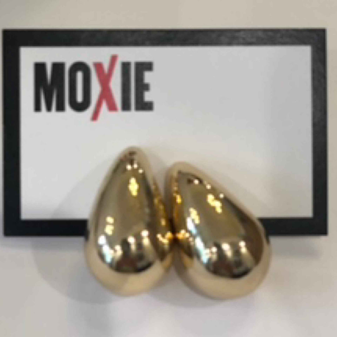 Gold 30mm Puffy Teardrop Earring