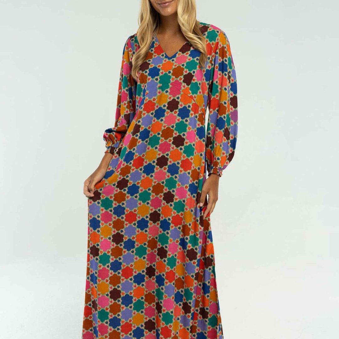 Layla Maxi Dress By Briton Court - Geometric Floral