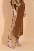Asymmetrical Hem Satin Slip Skirt By Jessie Liu