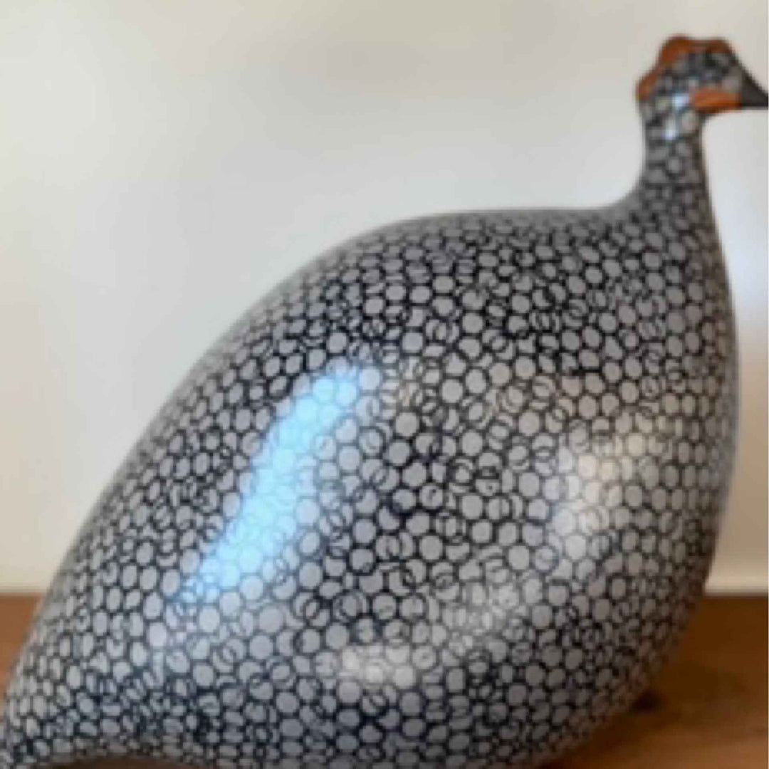 Guinea Fowl Gray Speckled Black Large By Les Ceramiques de Lussan