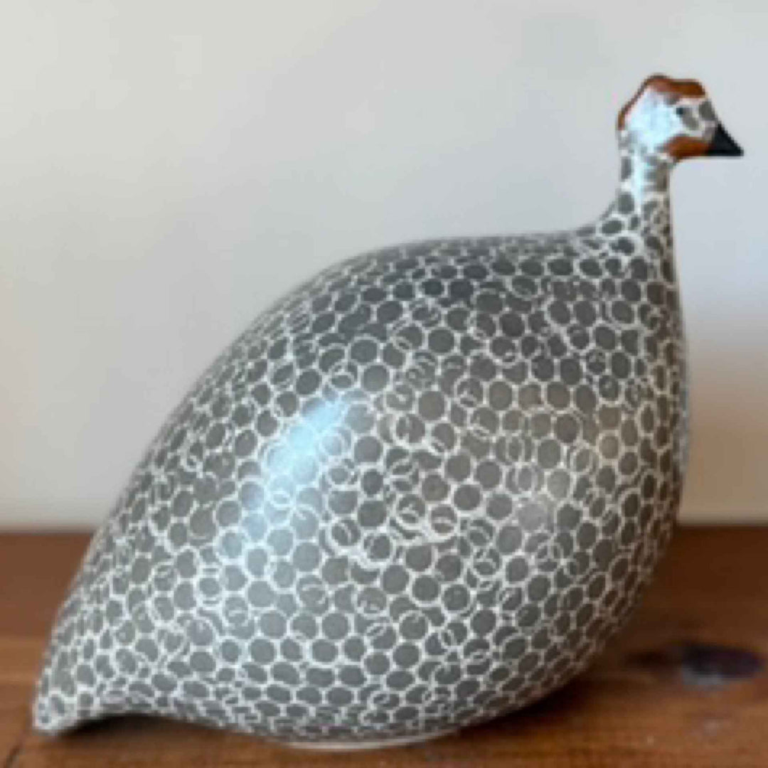 Guinea Fowl Gray Speckled White Small By Les Ceramiques de Lussan