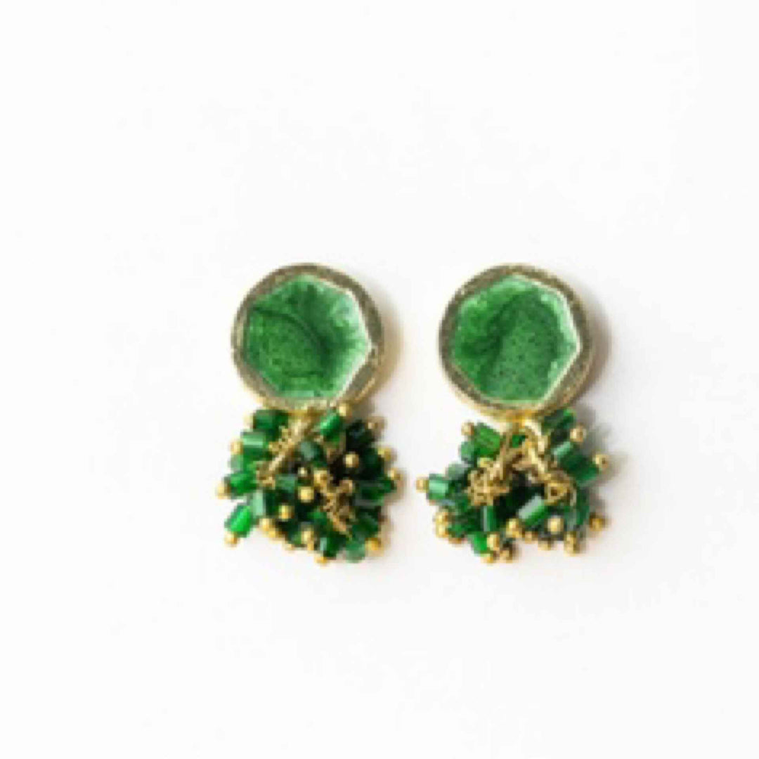 Ink+ Alloy Kimberly  Enamel Earring Leaf Green