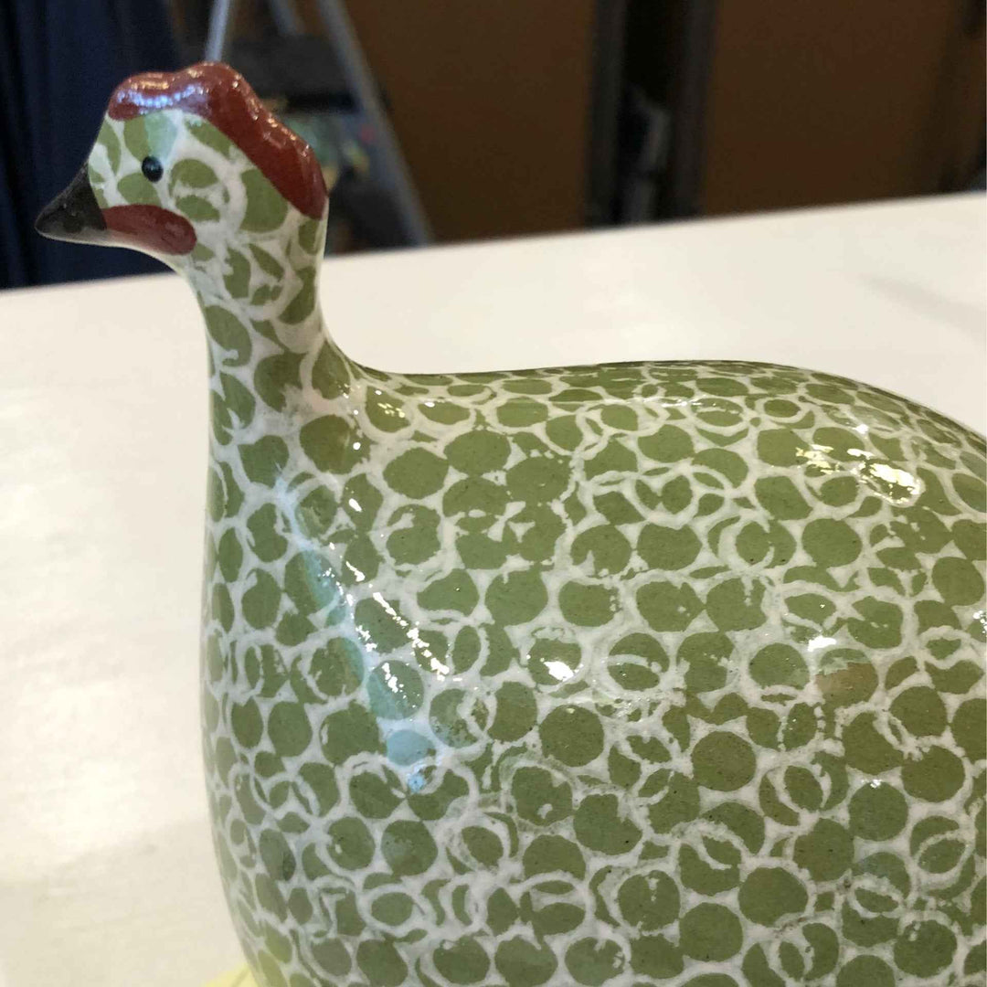 Guinea fowl, green splashes, spotted white small