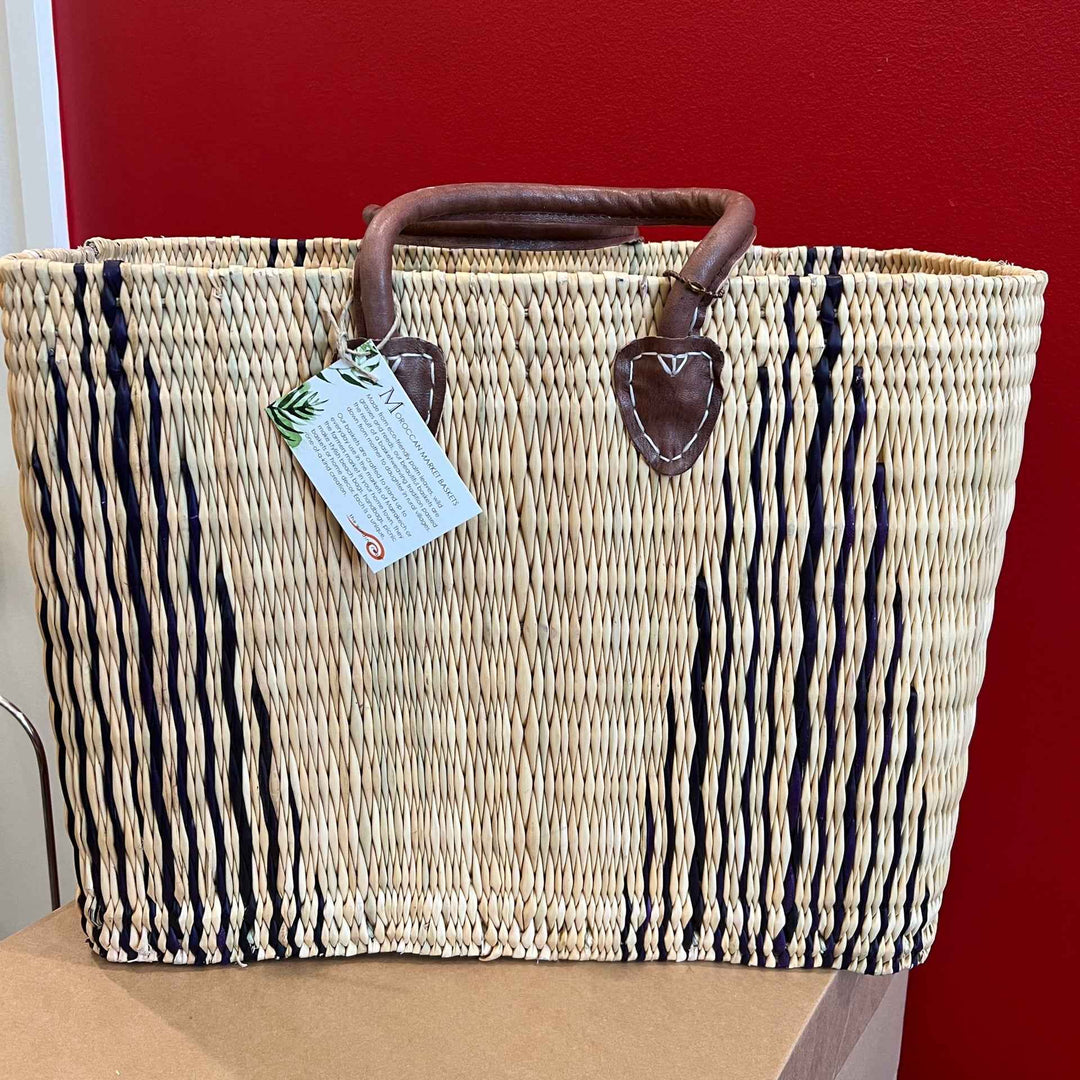 Purple stripped large tote
