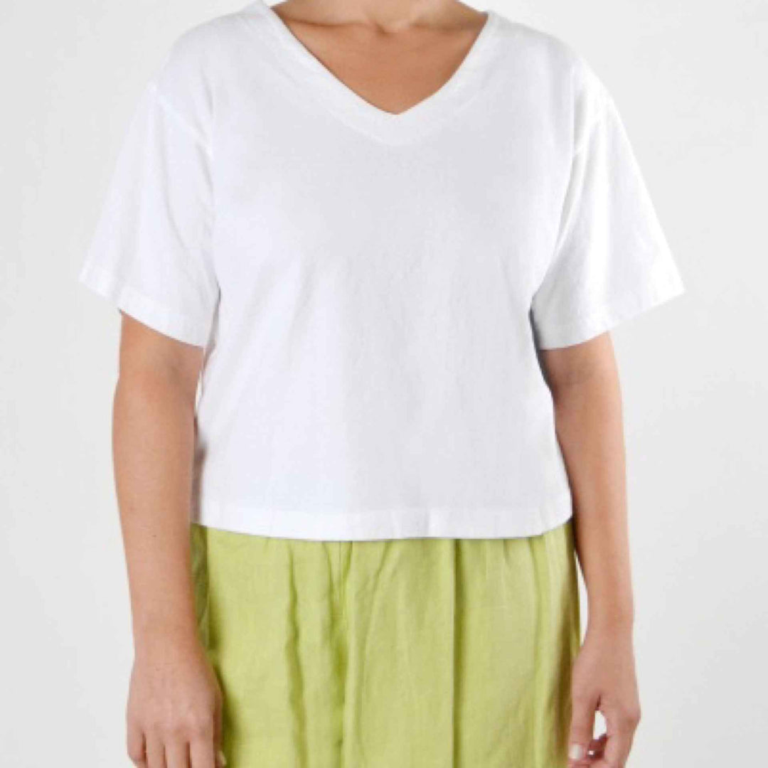 Crop V-Neck Shirt By Pacific Cotton