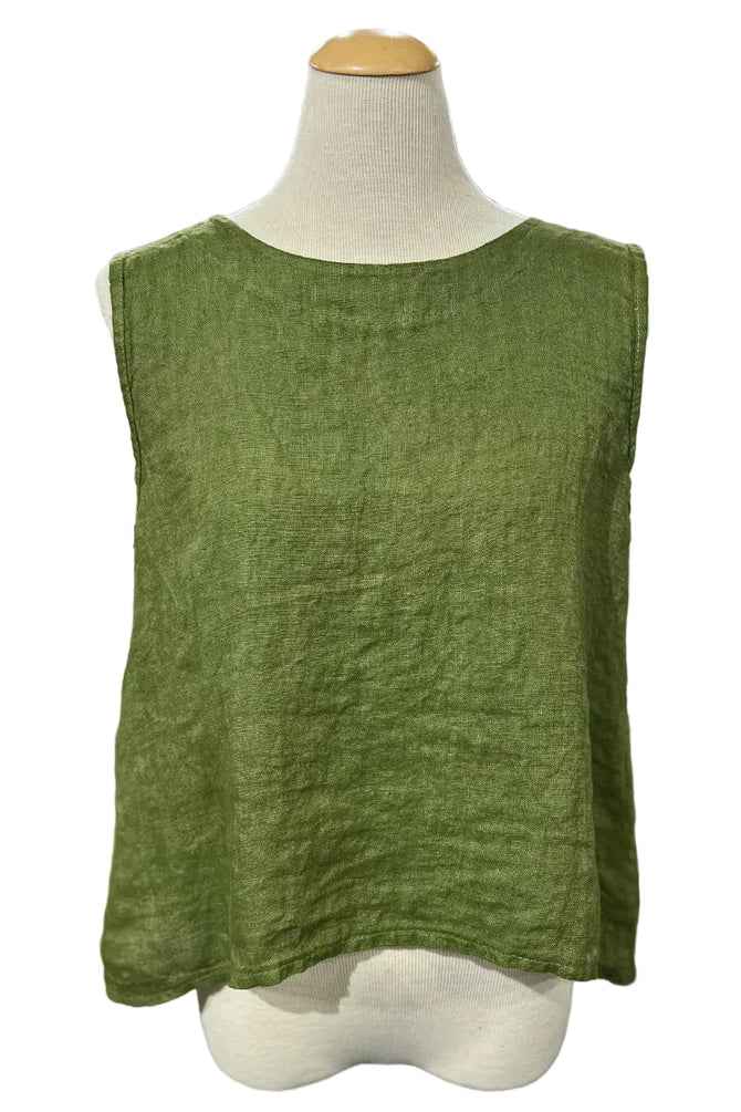 Linen Tie Back Sleeveless Top Kiwi By Saga - Moxiebainbridge